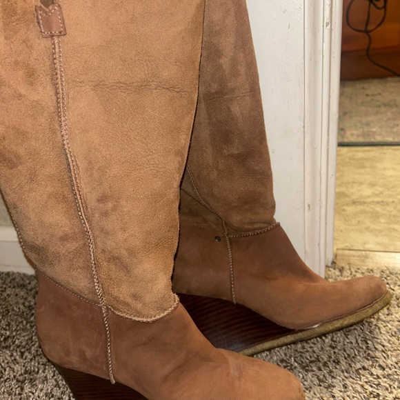 UGG Brown Suede Women's Wedge Boots - Picture 1 of 4